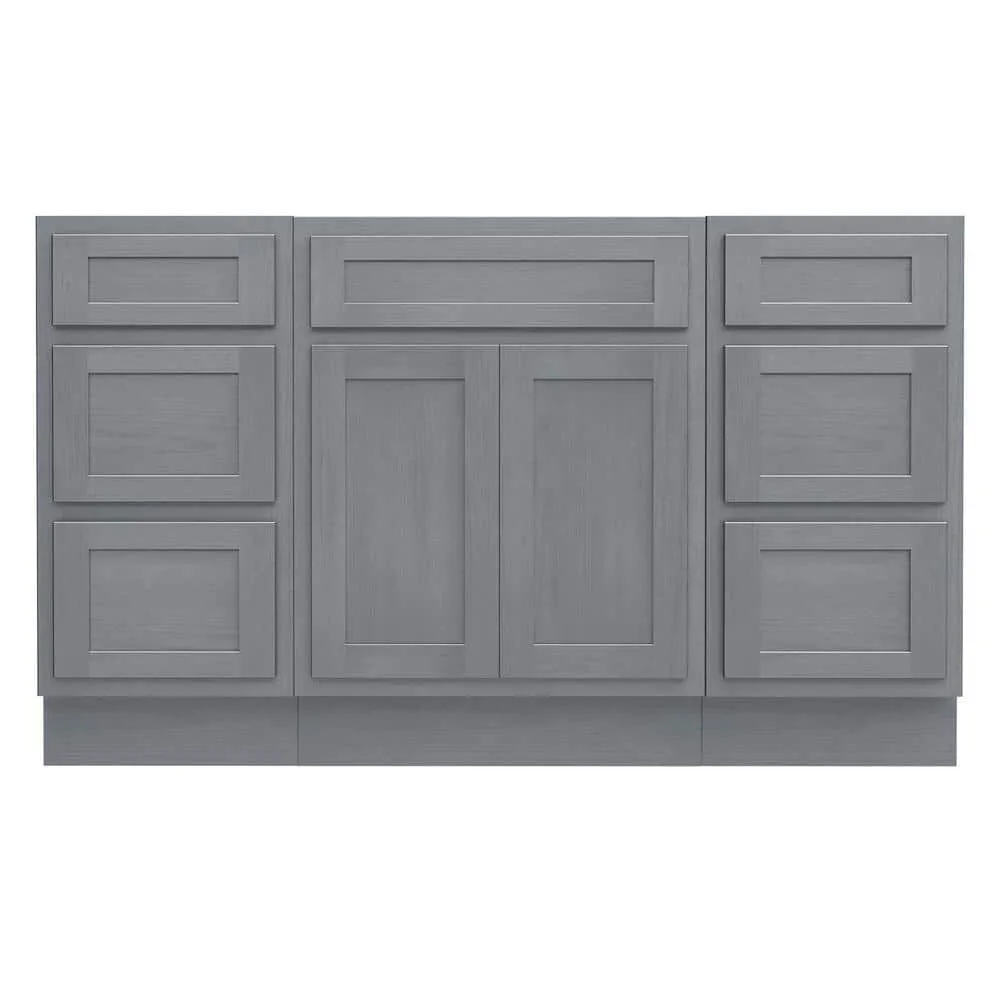 Vanity Art 54 in. W x 21 in. D x 32.5 in. H Bath Vanity Cabinet without Top in Silver, photo 5 of 9