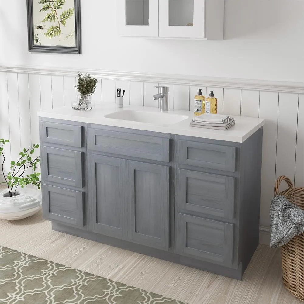 Vanity Art 54 in. W x 21 in. D x 32.5 in. H Bath Vanity Cabinet without Top in Silver, photo 2 of 9
