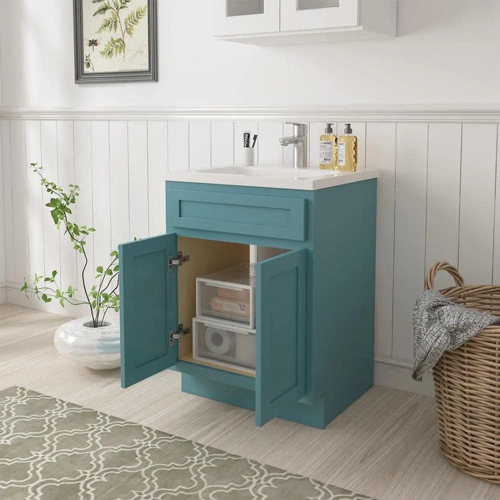 Vanity Art 24 in. W x 21 in. D x 32.5 in. H 2-Doors Bath Vanity Cabinet Only in Sea Green, photo 7 of 7