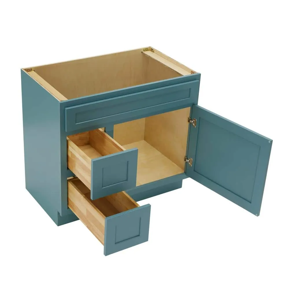 Vanity Art 36 in. W. x 21 in. D x 32.5 in. H 2-Left Drawers Bath Vanity Cabinet without Top in Sea Green, photo 5 of 7