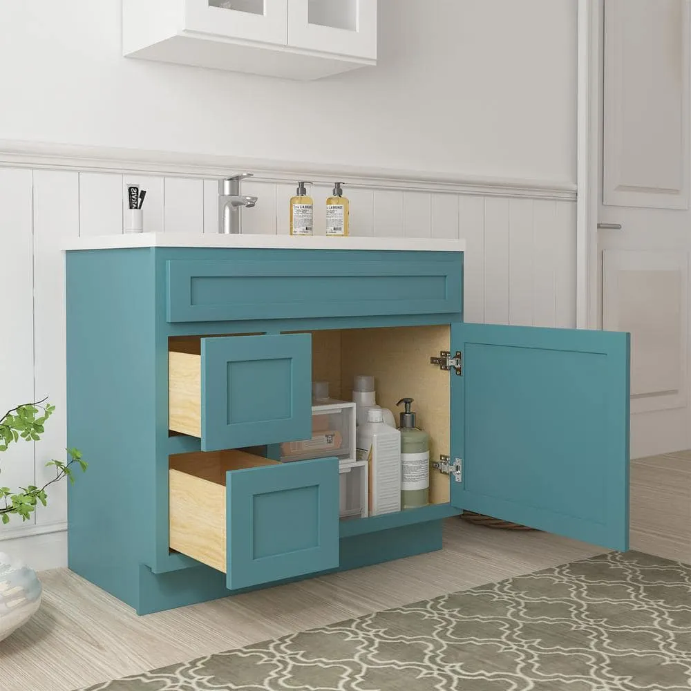 Vanity Art 36 in. W. x 21 in. D x 32.5 in. H 2-Left Drawers Bath Vanity Cabinet without Top in Sea Green, photo 7 of 7