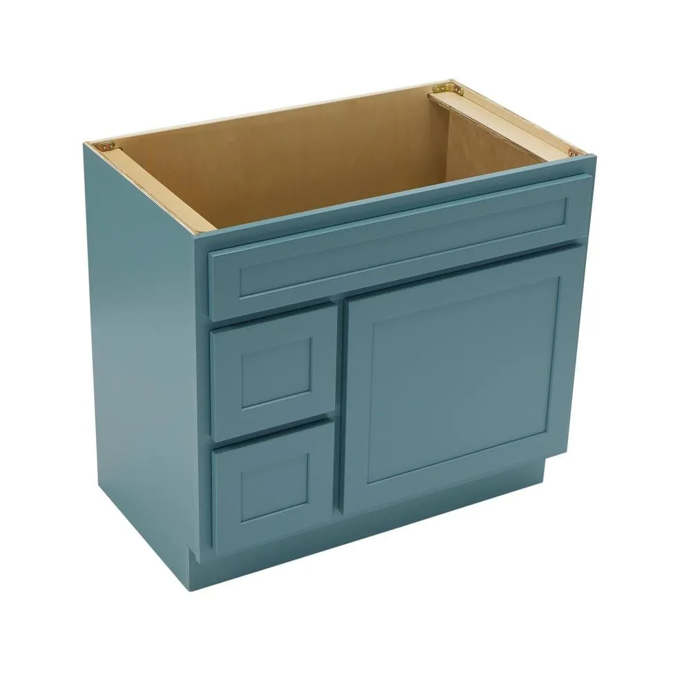 Vanity Art 36 in. W. x 21 in. D x 32.5 in. H 2-Left Drawers Bath Vanity Cabinet without Top in Sea Green, photo 2 of 7