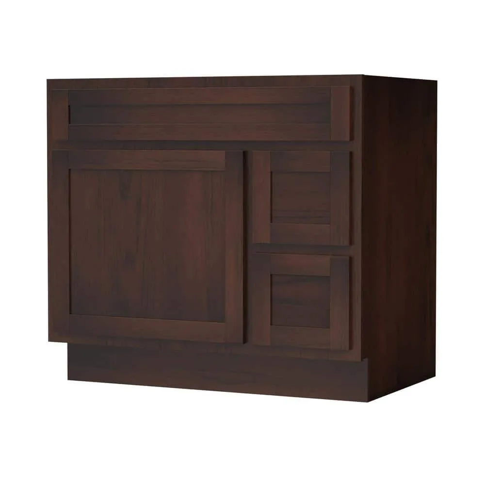 Vanity Art 36 in. W x 21 in. D x 32.5 in. H 2-Right Drawers Bath Vanity Cabinet Only in Brown, photo 9 of 12