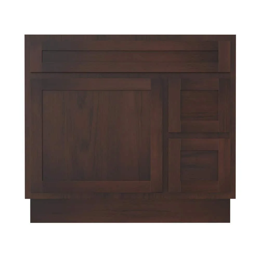 Vanity Art 36 in. W x 21 in. D x 32.5 in. H 2-Right Drawers Bath Vanity Cabinet Only in Brown, photo 7 of 12