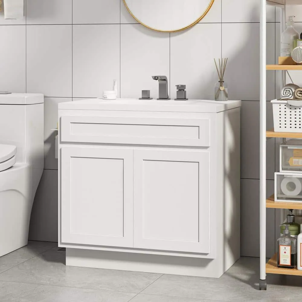Vanity Art 39 in. W x 21 in. D x 32.5 in. H 2-Doors Bath Vanity Cabinet Only in White, photo 3 of 9