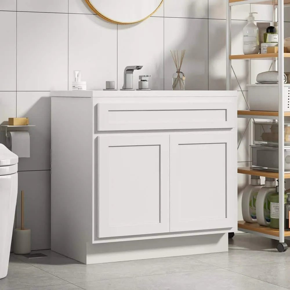 Vanity Art 39 in. W x 21 in. D x 32.5 in. H 2-Doors Bath Vanity Cabinet Only in White, photo 2 of 9