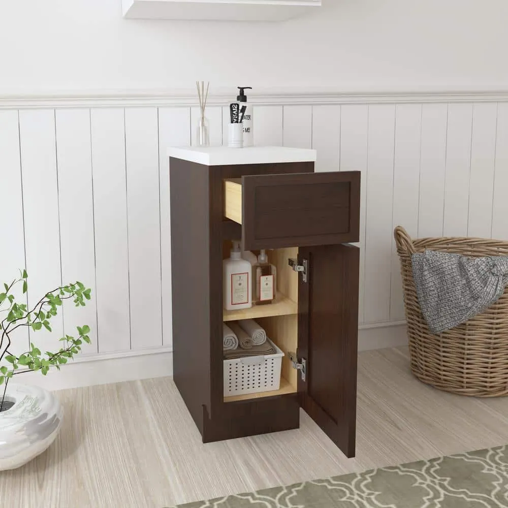 Vanity Art 12 in. W x 21 in. D x 32.5 in. H 1-Drawer Bath Vanity Cabinet Only in Brown, photo 7 of 7