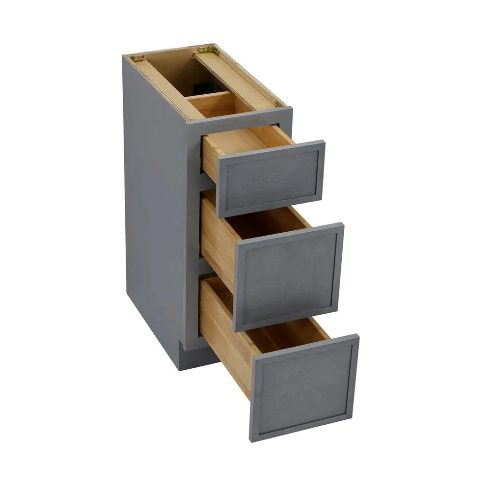 Vanity Art 12 in. W x 21 in. D x 32.5 in. H 3-Drawers Bath Vanity Cabinet Only in Smoky Gray, photo 4 of 7