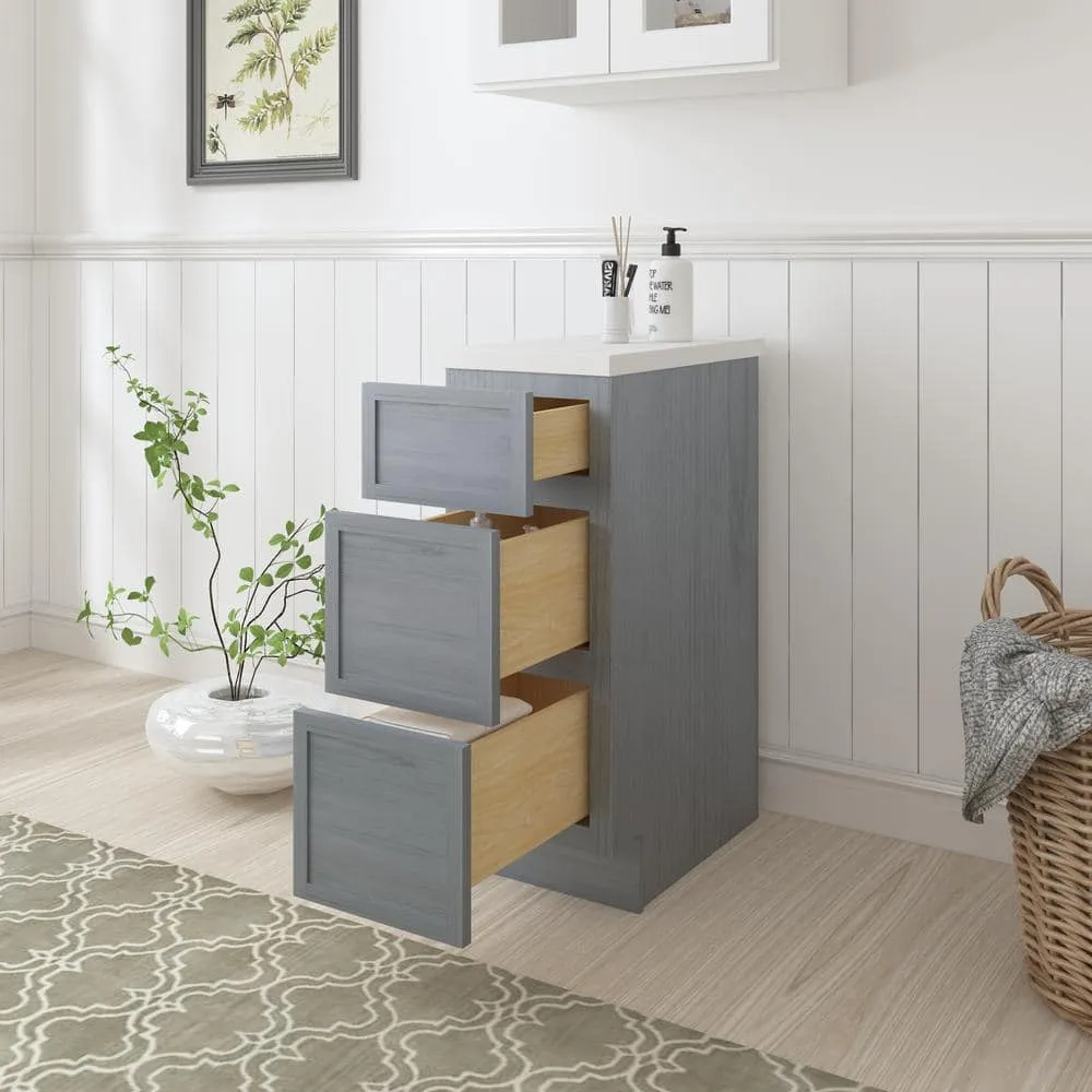 Vanity Art 12 in. W x 21 in. D x 32.5 in. H 3-Drawers Bath Vanity Cabinet Only in Smoky Gray, photo 7 of 7