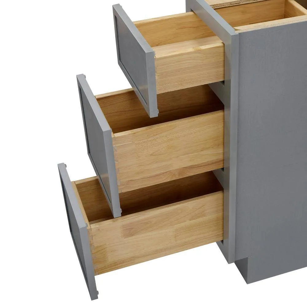 Vanity Art 12 in. W x 21 in. D x 32.5 in. H 3-Drawers Bath Vanity Cabinet Only in Smoky Gray, photo 5 of 7