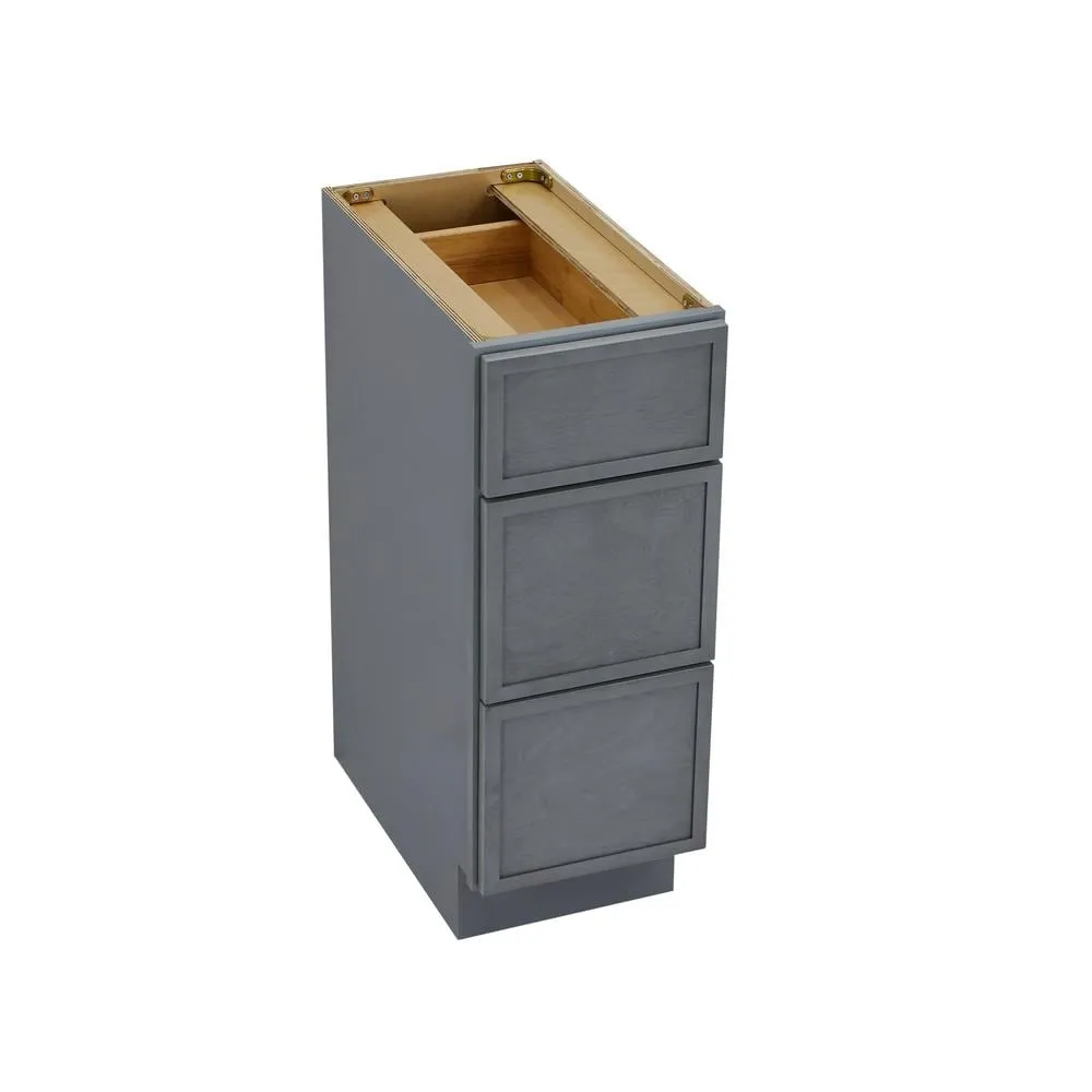 Vanity Art 12 in. W x 21 in. D x 32.5 in. H 3-Drawers Bath Vanity Cabinet Only in Smoky Gray, photo 3 of 7