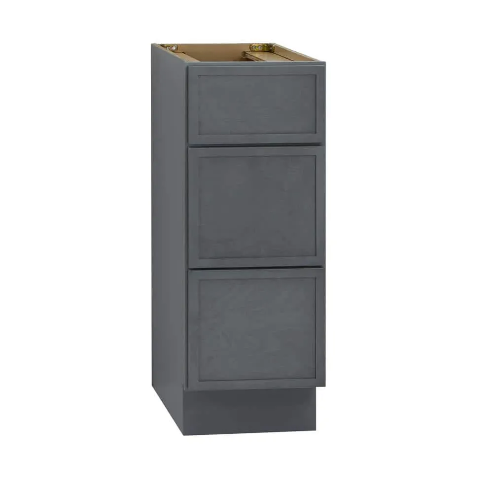 Vanity Art 12 in. W x 21 in. D x 32.5 in. H 3-Drawers Bath Vanity Cabinet Only in Smoky Gray, photo 2 of 7