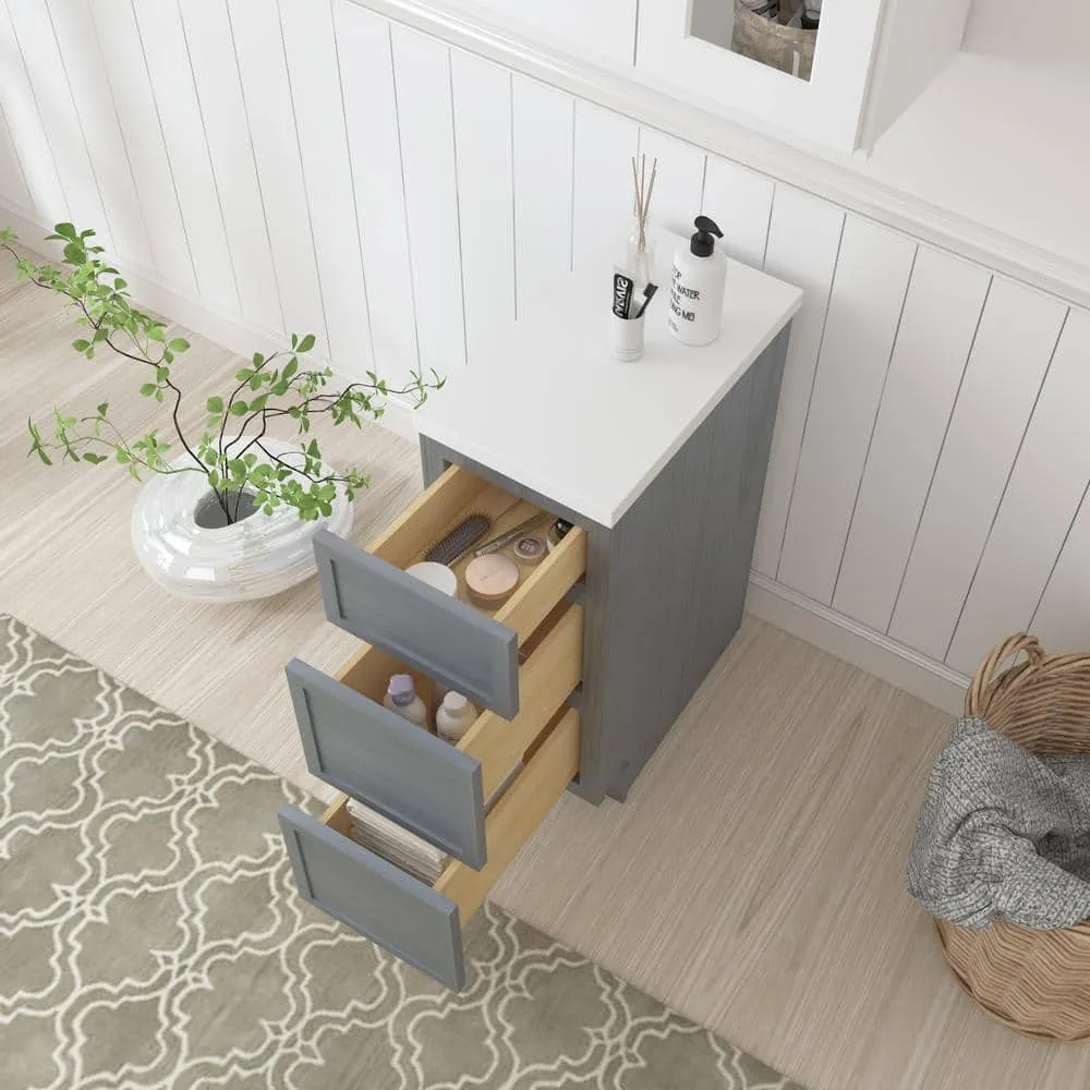 Vanity Art 12 in. W x 21 in. D x 32.5 in. H 3-Drawers Bath Vanity Cabinet Only in Smoky Gray, photo 6 of 7