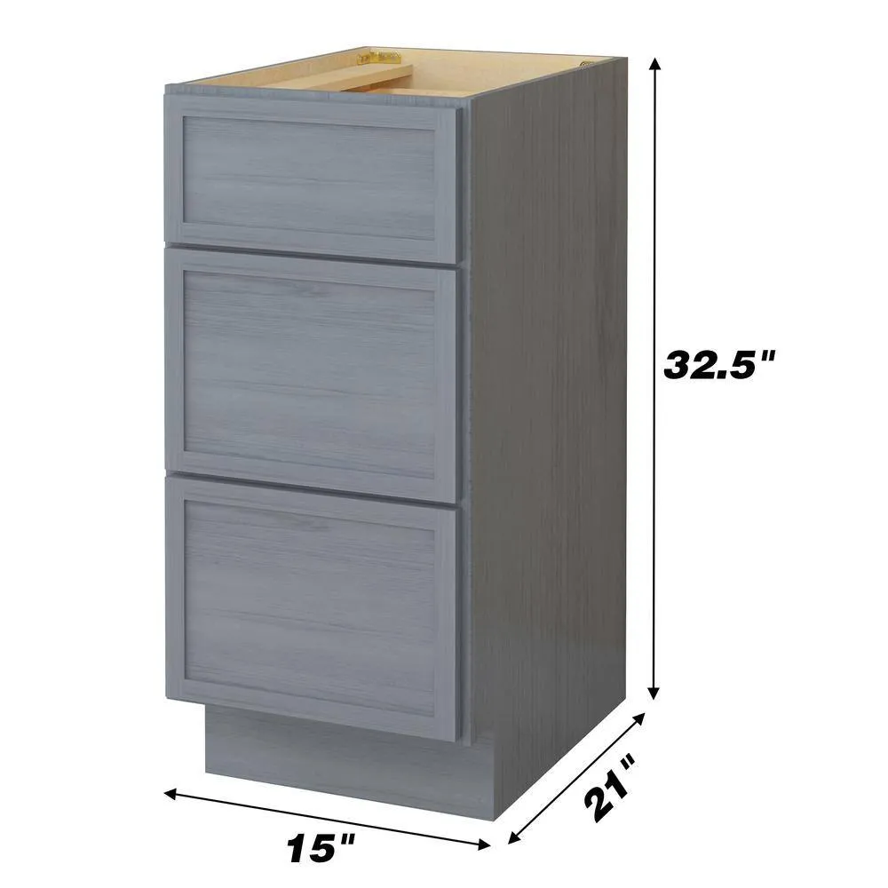 Vanity Art 15 in. W x 21 in. D x 32.5 in. H 3-Drawers Bath Vanity Cabinet Only in Smoky Gray, photo 3 of 5