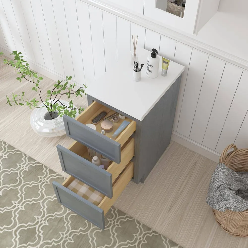 Vanity Art 15 in. W x 21 in. D x 32.5 in. H 3-Drawers Bath Vanity Cabinet Only in Smoky Gray, photo 5 of 5