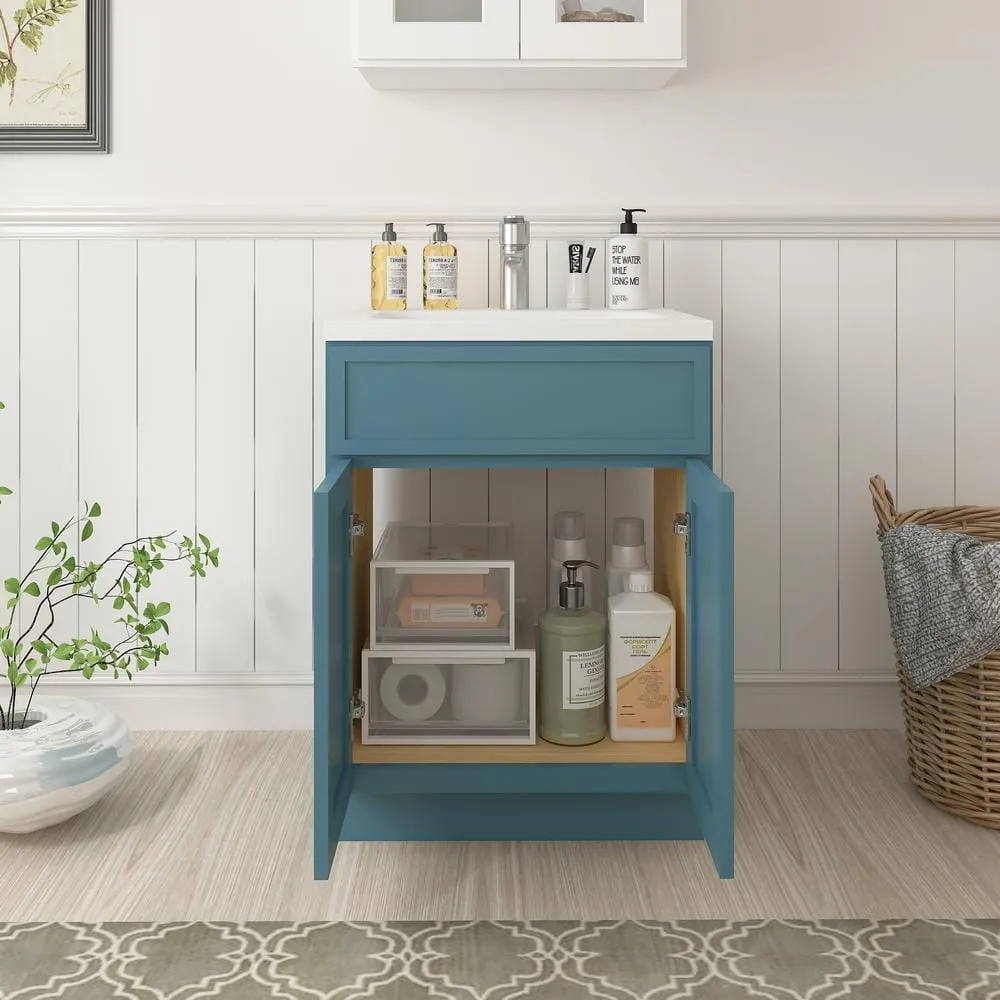 Vanity Art 24 in. W x 21 in. D x 32.5 in. H 2-Doors Bath Vanity Cabinet without Top in Sea Green, photo 6 of 7