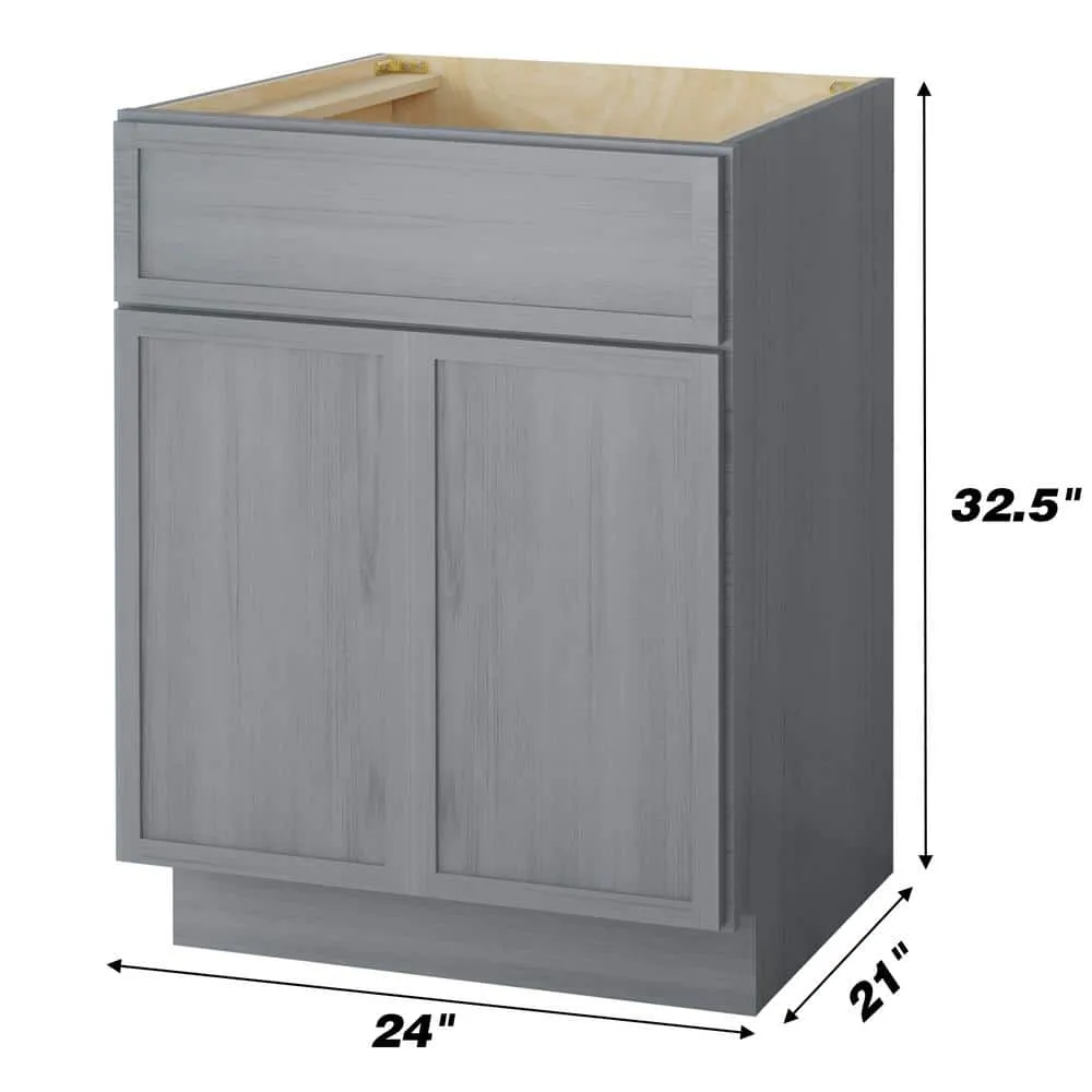 Vanity Art 24 in. W x 21 in. D x 32.5 in. H 2-Doors Bath Vanity Cabinet without Top in Smoky Gray, photo 2 of 7