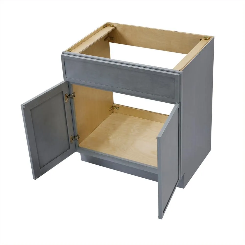 Vanity Art 30 in. W x 21 in. D x 32.5 in. H 2-Doors Bath Vanity Cabinet without Top in Smoky Gray, photo 4 of 8
