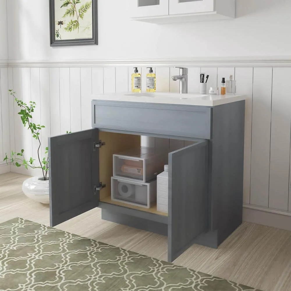 Vanity Art 30 in. W x 21 in. D x 32.5 in. H 2-Doors Bath Vanity Cabinet without Top in Smoky Gray, photo 7 of 8