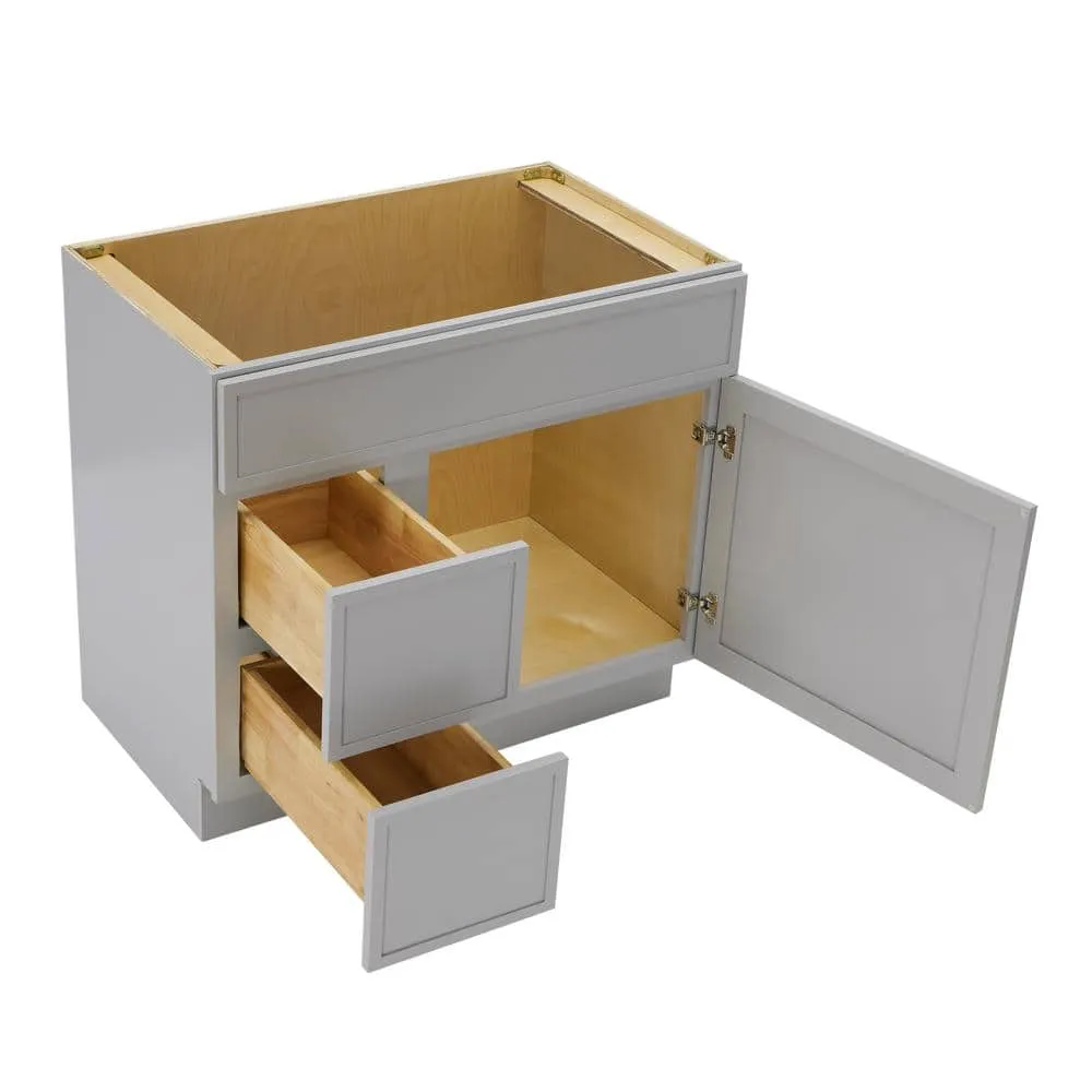 Vanity Art 36 in. W x 21 in. D x 32.5 in. H 2-Left Drawers Bath Vanity Cabinet without Top in Gray, photo 5 of 8