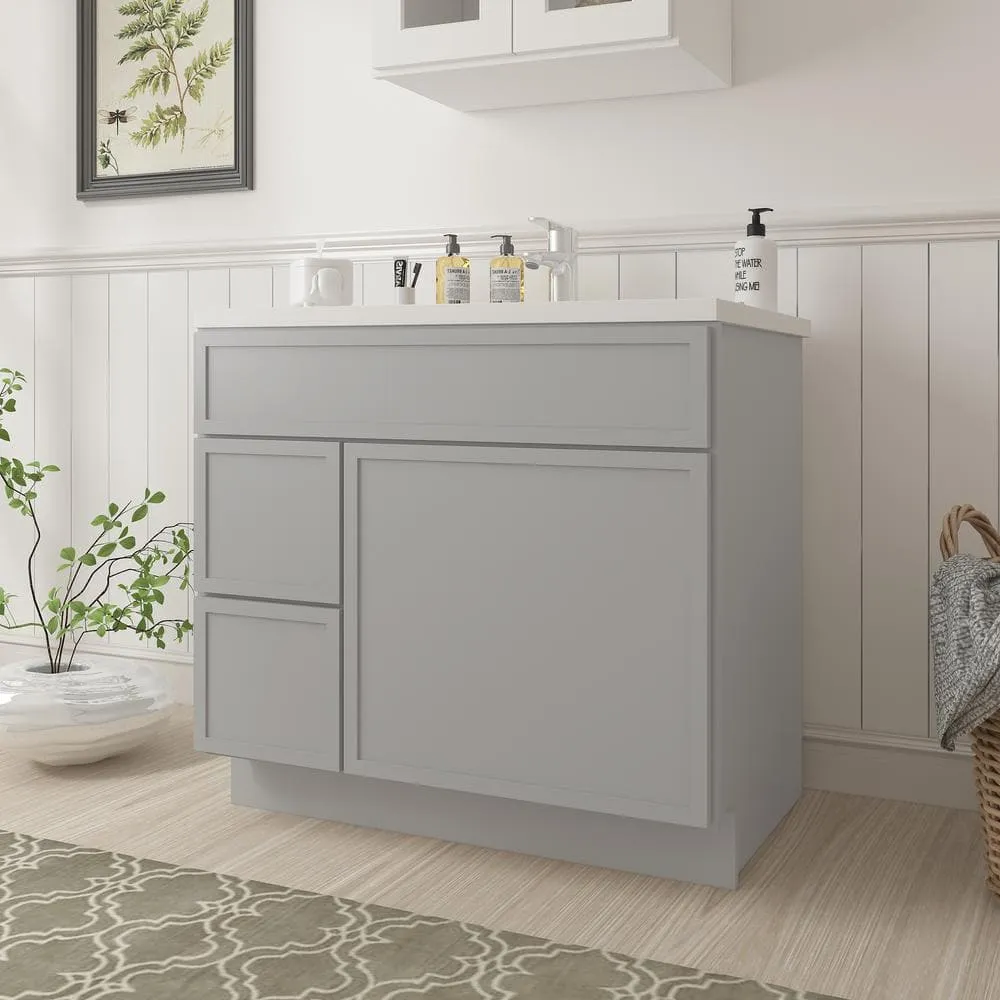 Vanity Art 36 in. W x 21 in. D x 32.5 in. H 2-Left Drawers Bath Vanity Cabinet without Top in Gray, photo 8 of 8