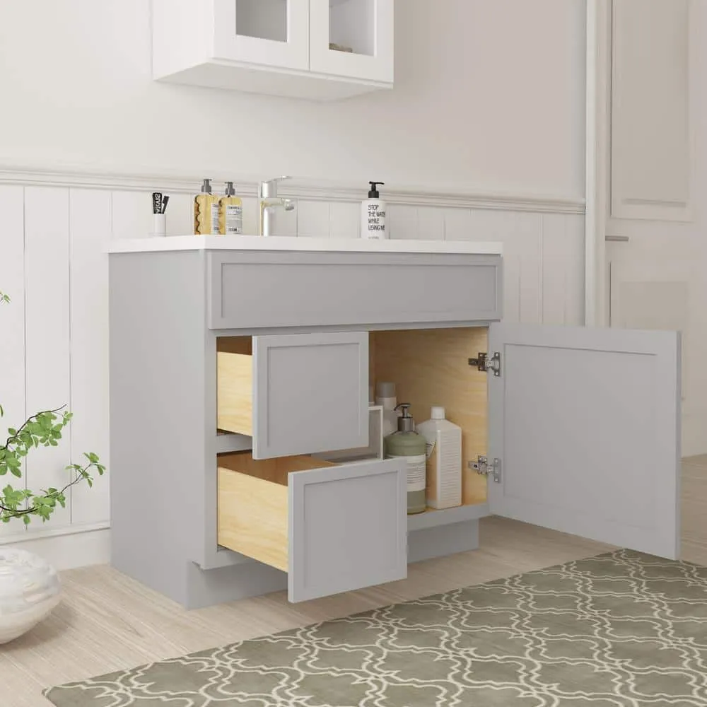 Vanity Art 36 in. W x 21 in. D x 32.5 in. H 2-Left Drawers Bath Vanity Cabinet without Top in Gray, photo 2 of 8