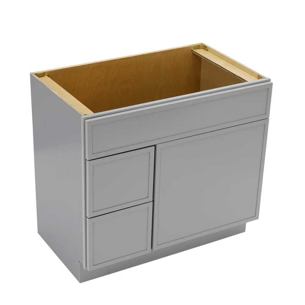 Vanity Art 36 in. W x 21 in. D x 32.5 in. H 2-Left Drawers Bath Vanity Cabinet without Top in Gray, photo 3 of 8