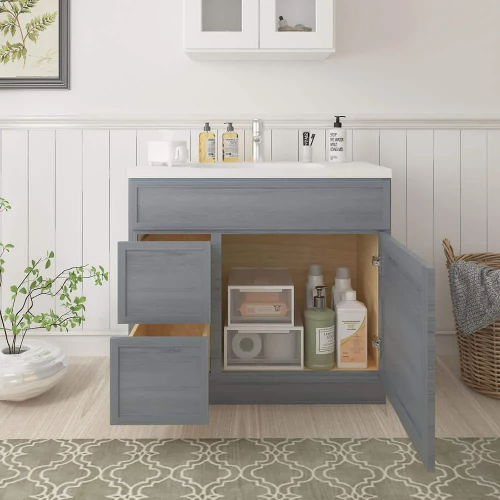 Vanity Art 36 in. W. x 21 in. D x 32.5 in. H 2-Left Drawers Bath Vanity Cabinet without Top in Smoky Gray, photo 8 of 8
