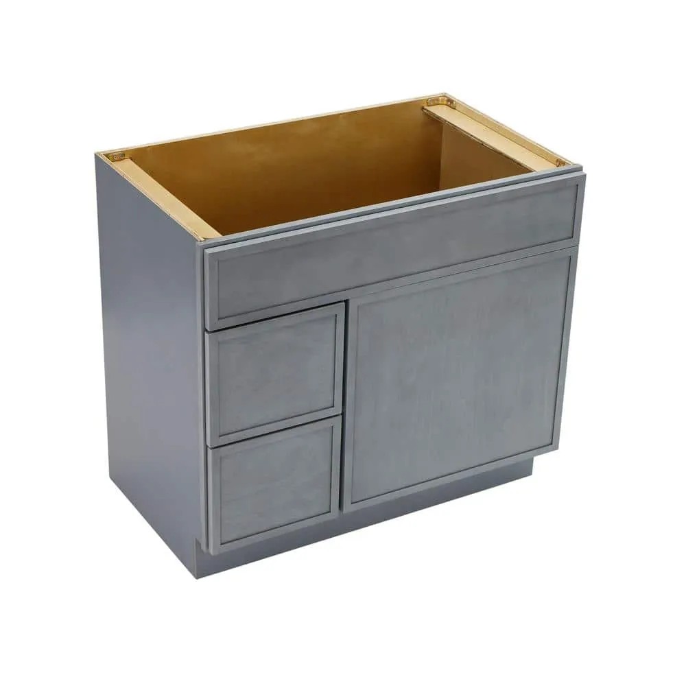 Vanity Art 36 in. W. x 21 in. D x 32.5 in. H 2-Left Drawers Bath Vanity Cabinet without Top in Smoky Gray, photo 3 of 8