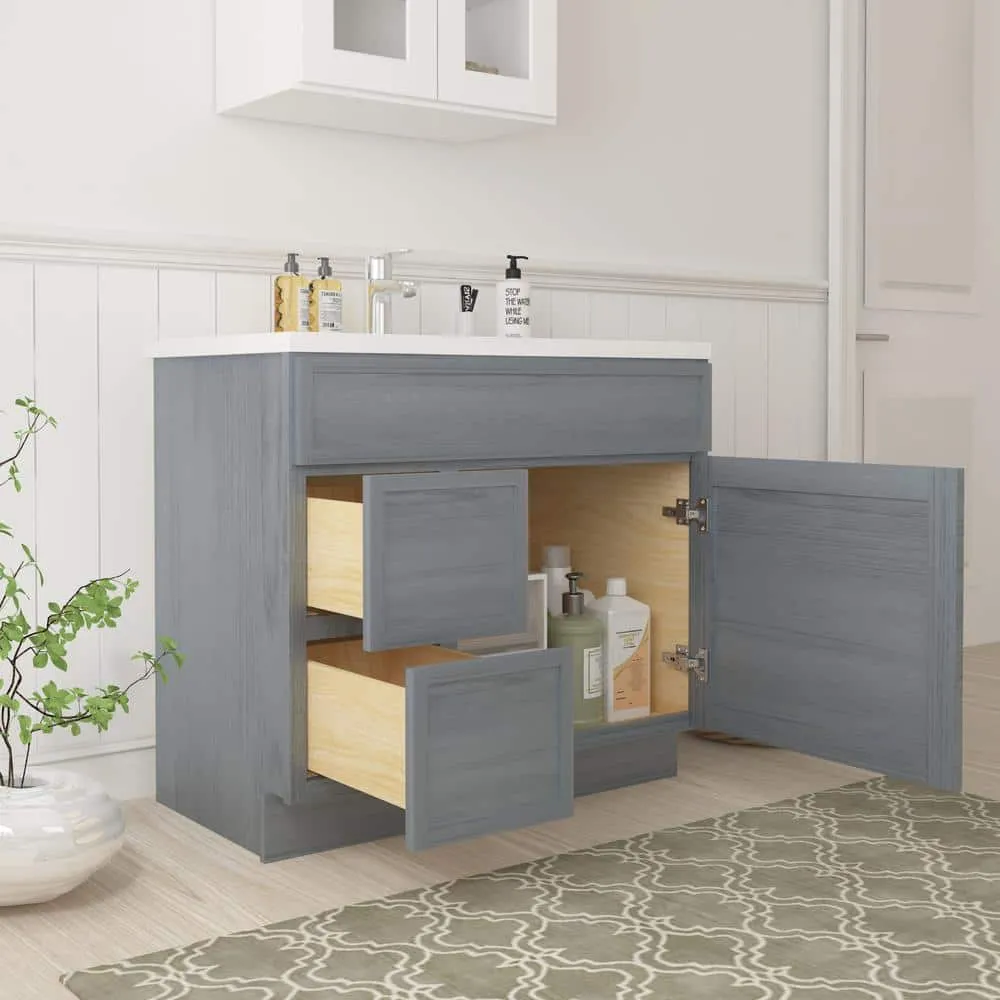 Vanity Art 36 in. W. x 21 in. D x 32.5 in. H 2-Left Drawers Bath Vanity Cabinet without Top in Smoky Gray, photo 2 of 8