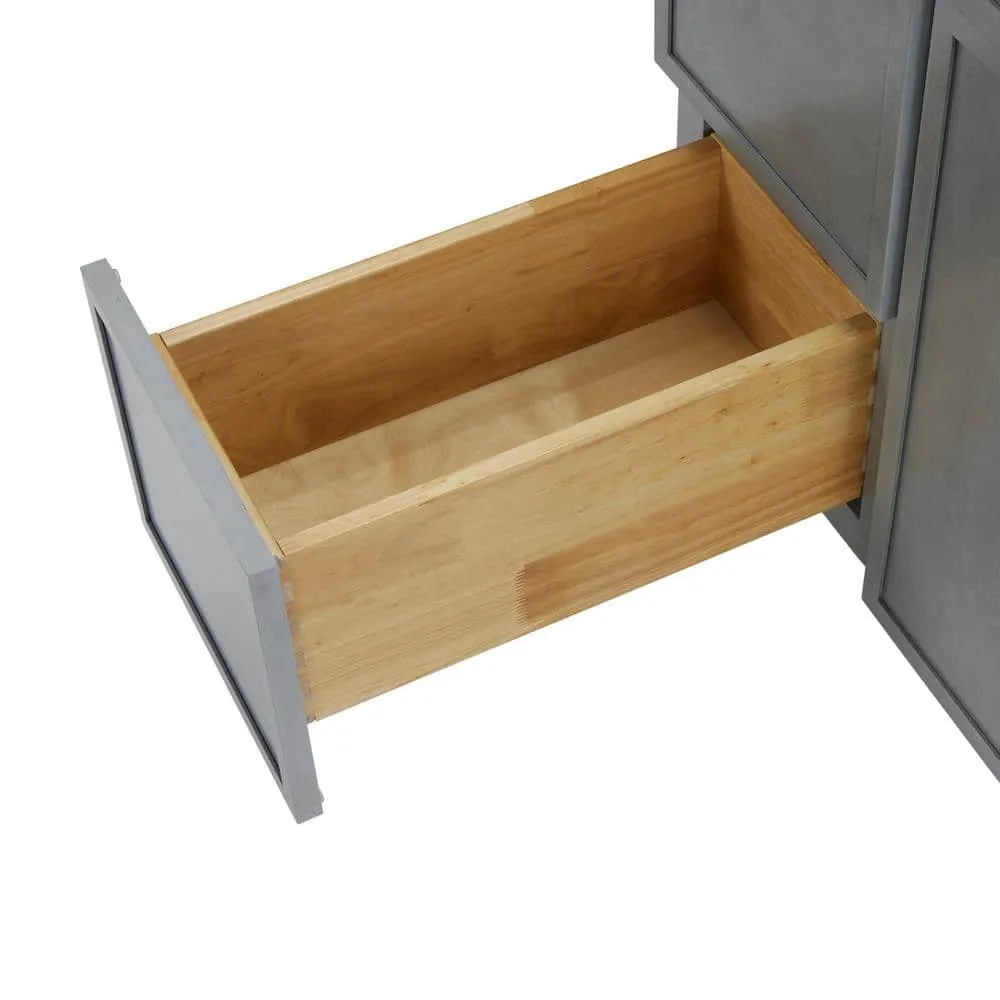 Vanity Art 36 in. W. x 21 in. D x 32.5 in. H 2-Left Drawers Bath Vanity Cabinet without Top in Smoky Gray, photo 7 of 8