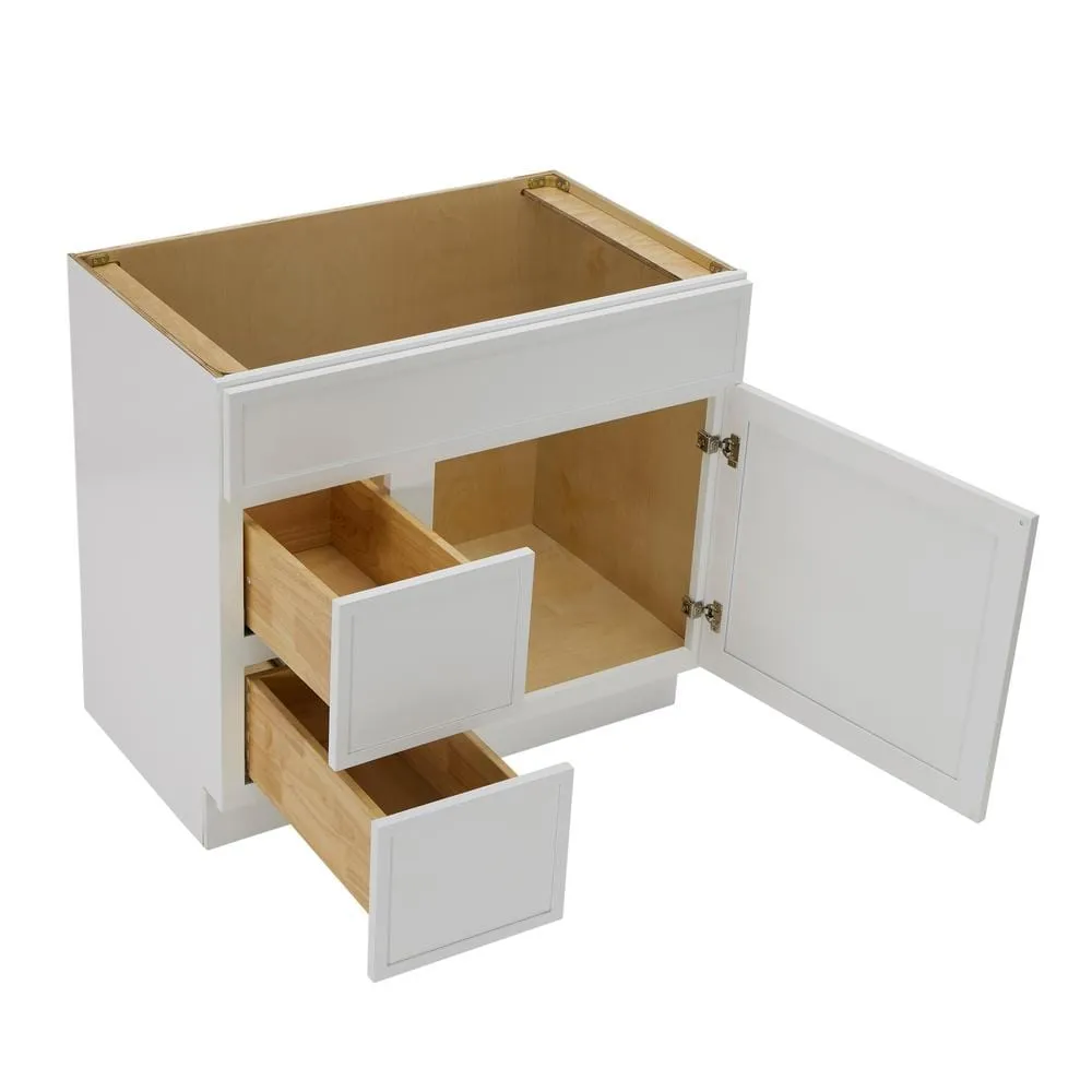 Vanity Art 36 in. W x 21 in. D x 32.5 in. H 2-Left-Drawers Bath Vanity Cabinet without Top in White, photo 5 of 7