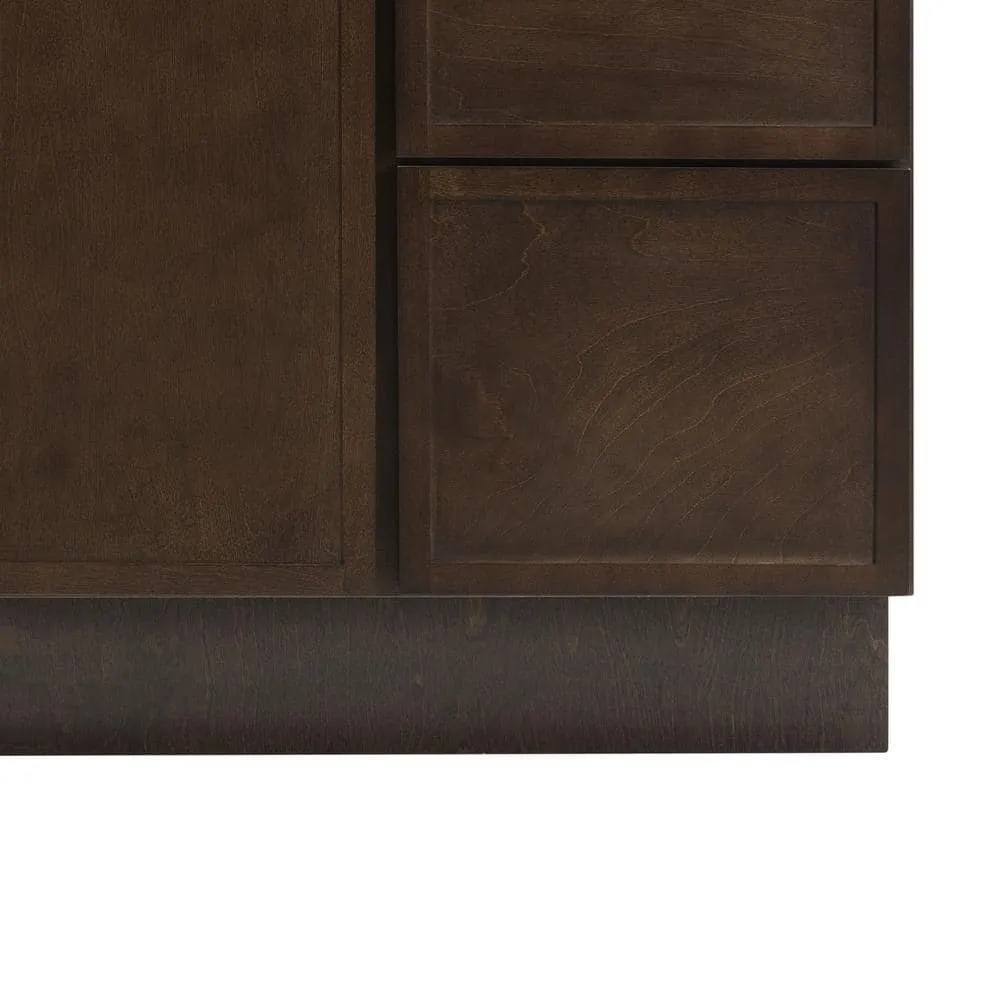 Vanity Art 36 in. W x 21 in. D x 32.5 in. H 2-Right Drawers Bath Vanity Cabinet without Top in Brown, photo 5 of 9