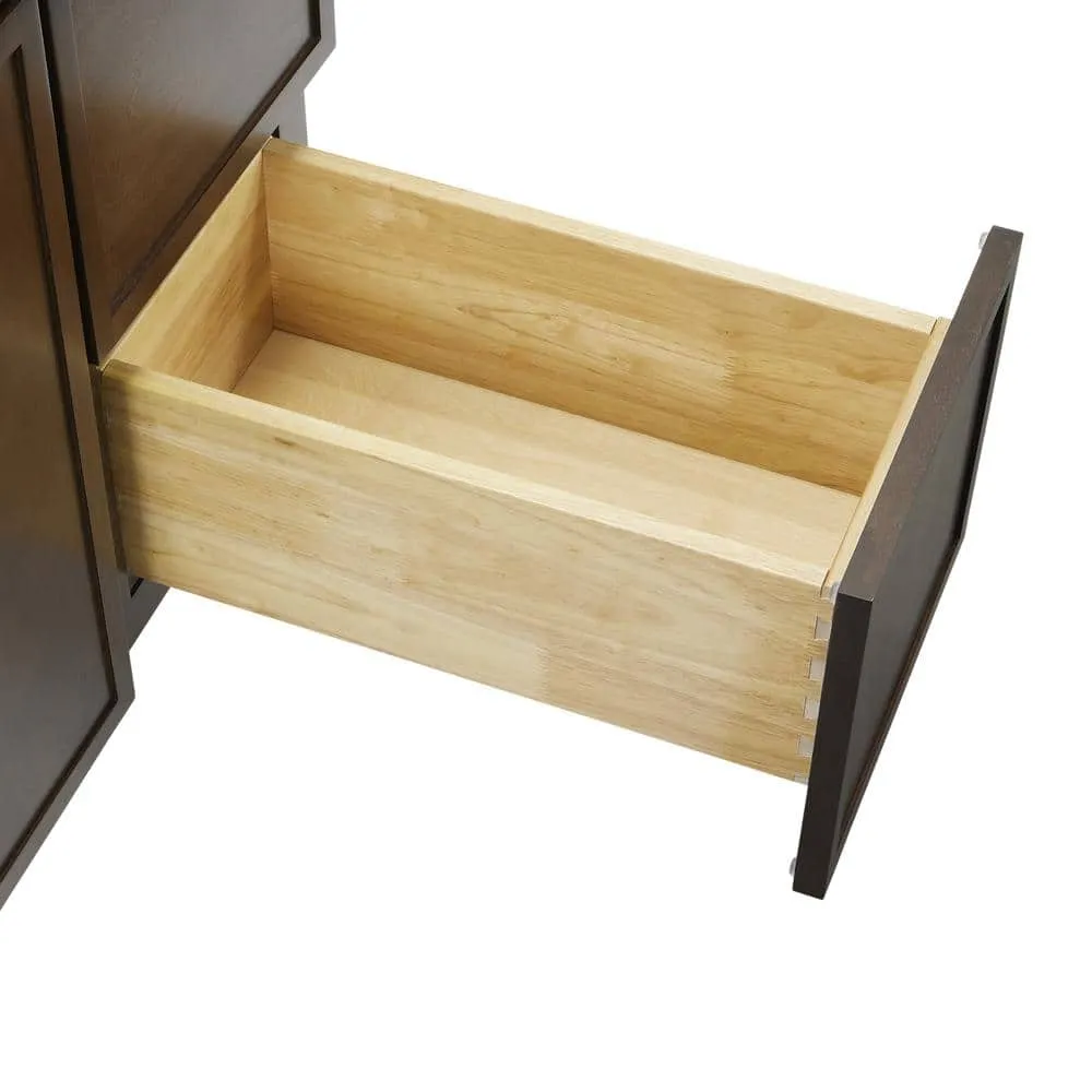 Vanity Art 36 in. W x 21 in. D x 32.5 in. H 2-Right Drawers Bath Vanity Cabinet without Top in Brown, photo 8 of 9