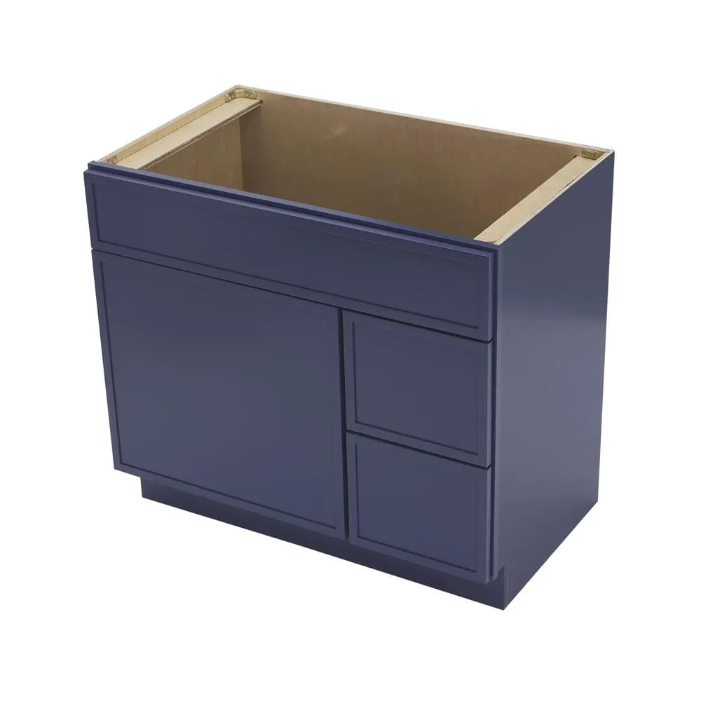 Vanity Art 36 in. W x 21 in. D x 32.5 in. H 2-Right Drawers Bath Vanity Cabinet without Top in Blue, photo 5 of 9