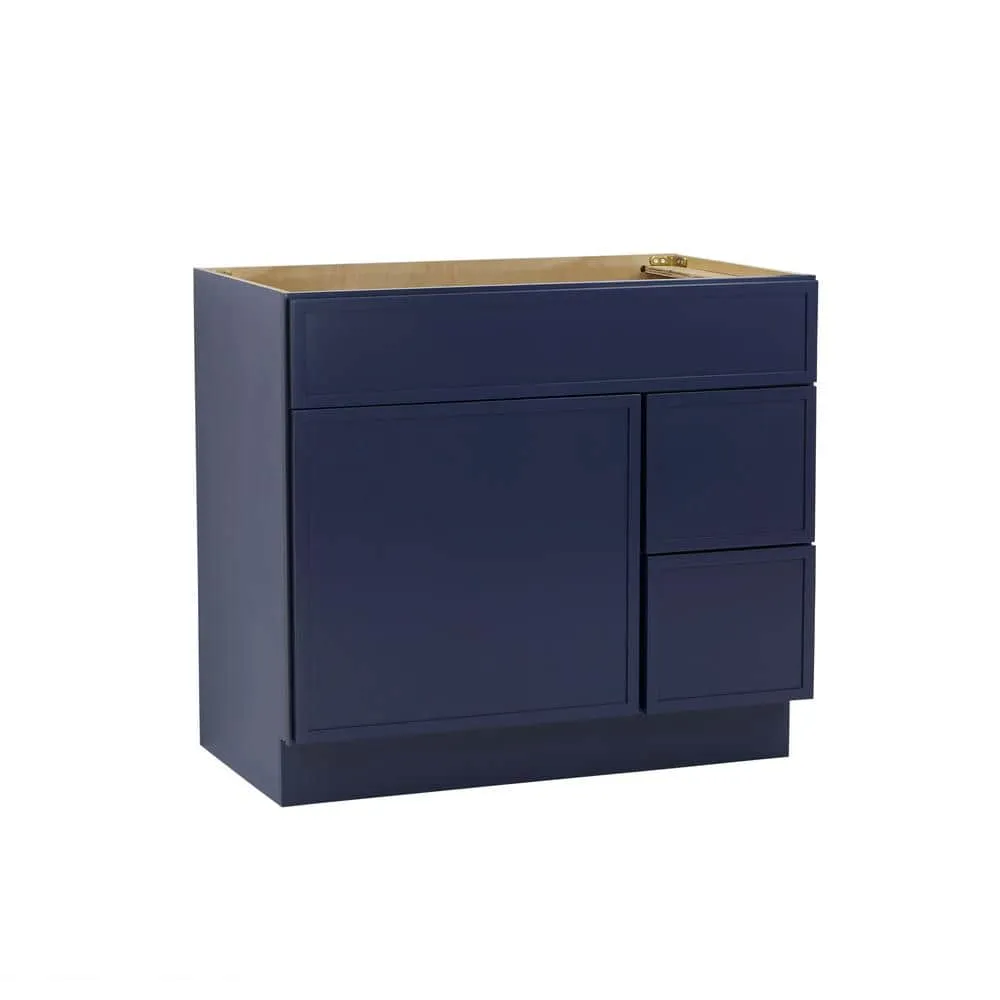 Vanity Art 36 in. W x 21 in. D x 32.5 in. H 2-Right Drawers Bath Vanity Cabinet without Top in Blue, photo 4 of 9