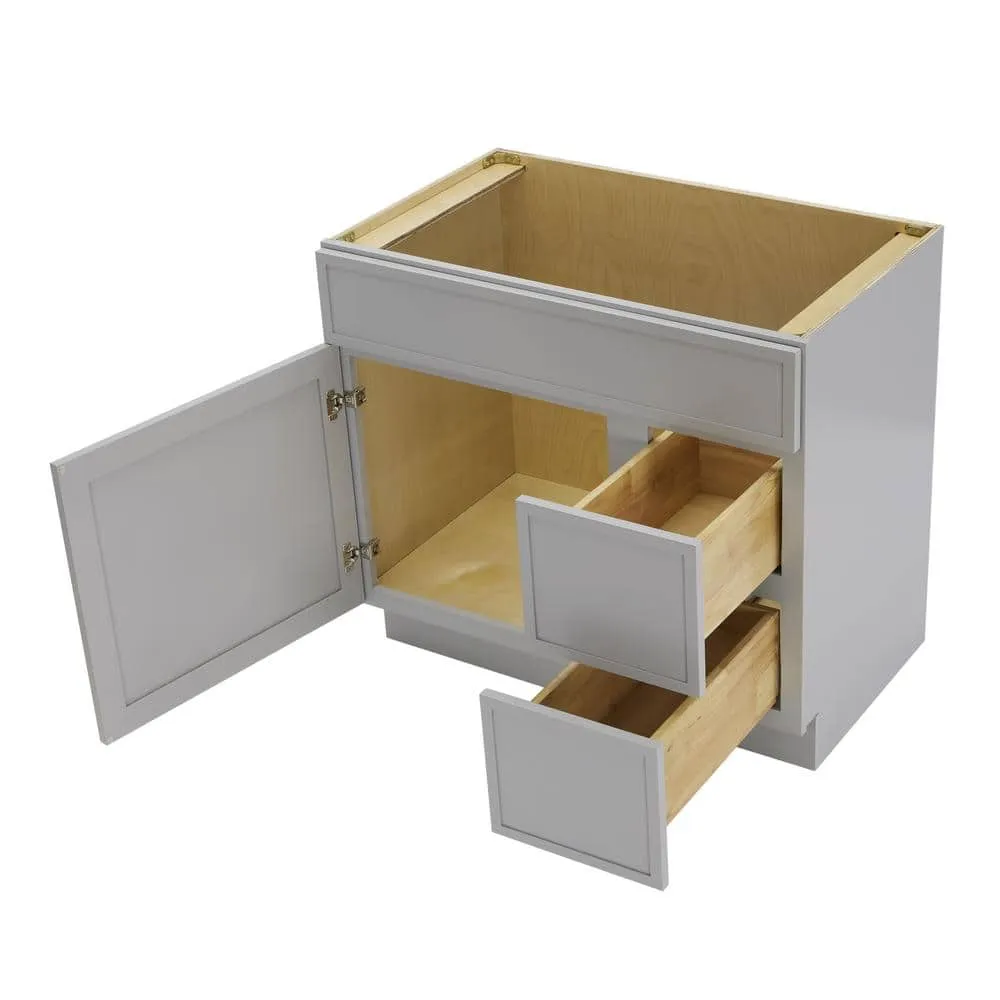 Vanity Art 36 in. W x 21 in. D x 32.5 in. H 2-Right Drawers Bath Vanity Cabinet without Top in Gray, photo 6 of 9