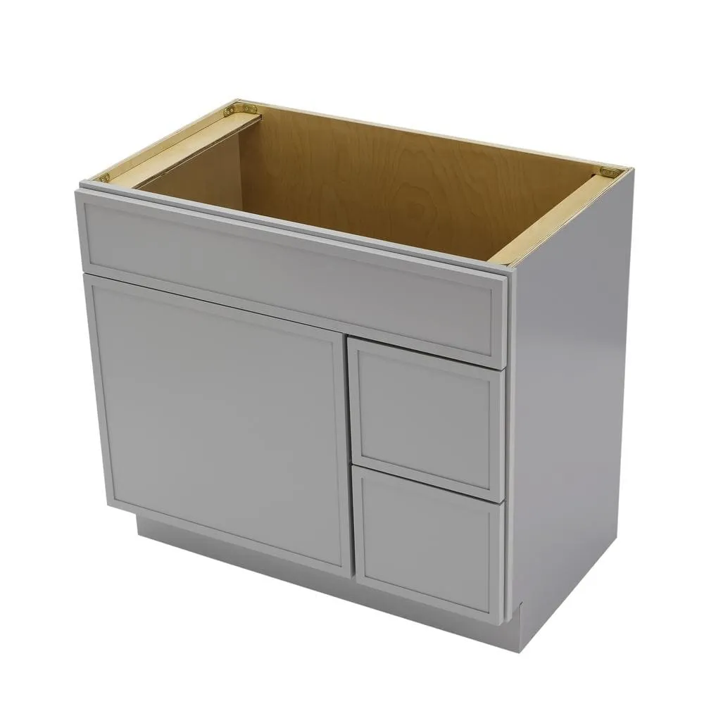 Vanity Art 36 in. W x 21 in. D x 32.5 in. H 2-Right Drawers Bath Vanity Cabinet without Top in Gray, photo 4 of 9