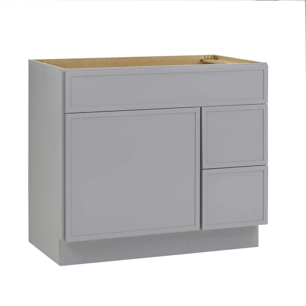 Vanity Art 36 in. W x 21 in. D x 32.5 in. H 2-Right Drawers Bath Vanity Cabinet without Top in Gray, photo 3 of 9