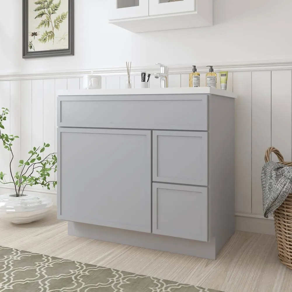 Vanity Art 36 in. W x 21 in. D x 32.5 in. H 2-Right Drawers Bath Vanity Cabinet without Top in Gray, photo 2 of 9