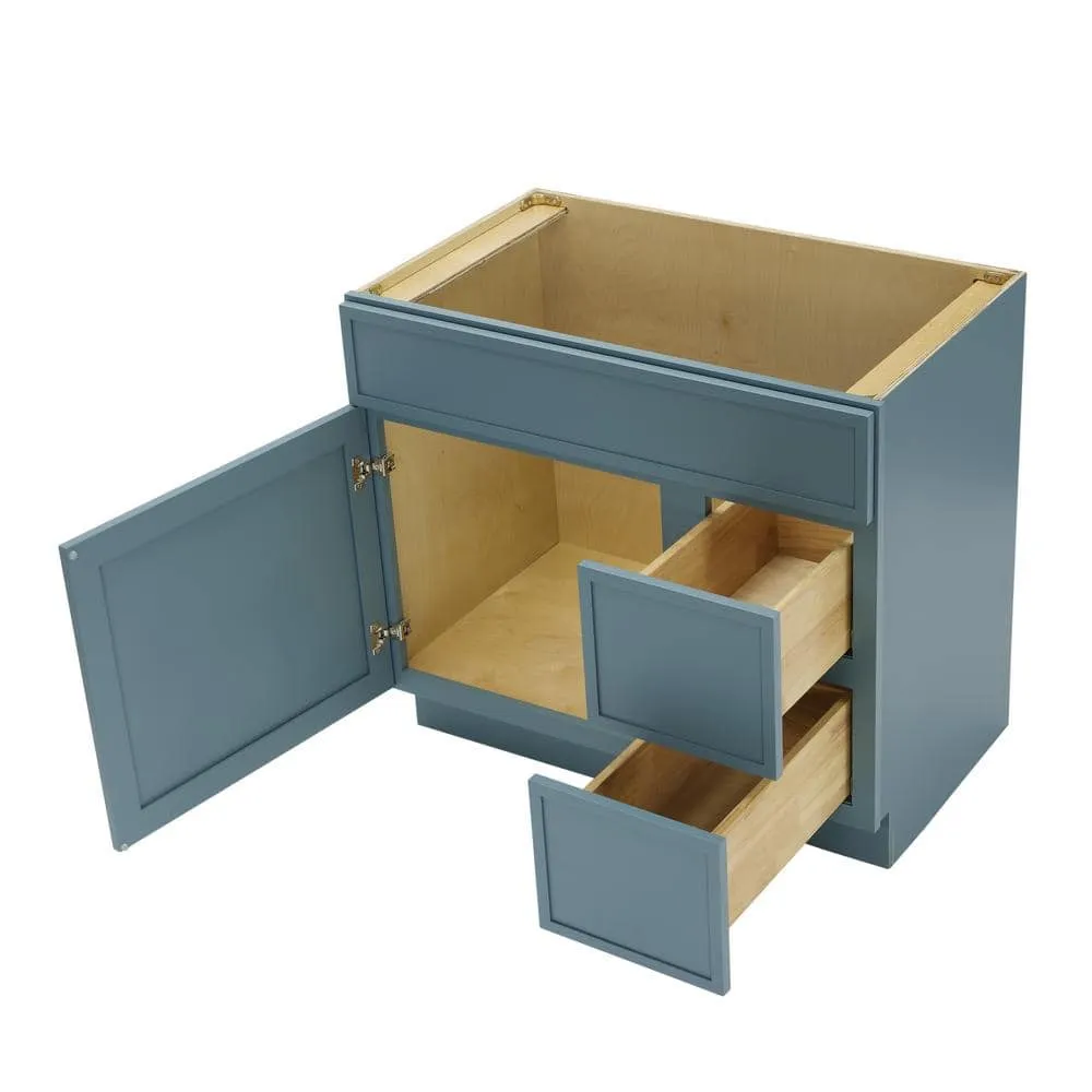 Vanity Art 36 in. W x 21 in. D x 32.5 in. H 2-Right-Drawers Bath Vanity Cabinet without Top in Sea Green, photo 6 of 9