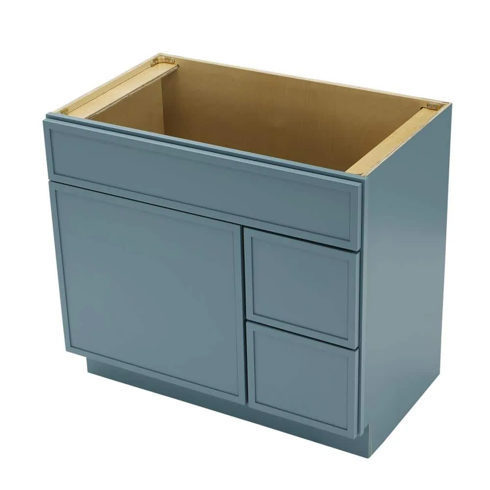 Vanity Art 36 in. W x 21 in. D x 32.5 in. H 2-Right-Drawers Bath Vanity Cabinet without Top in Sea Green, photo 4 of 9