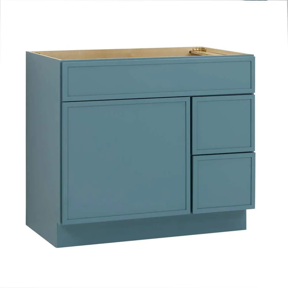 Vanity Art 36 in. W x 21 in. D x 32.5 in. H 2-Right-Drawers Bath Vanity Cabinet without Top in Sea Green, photo 3 of 9