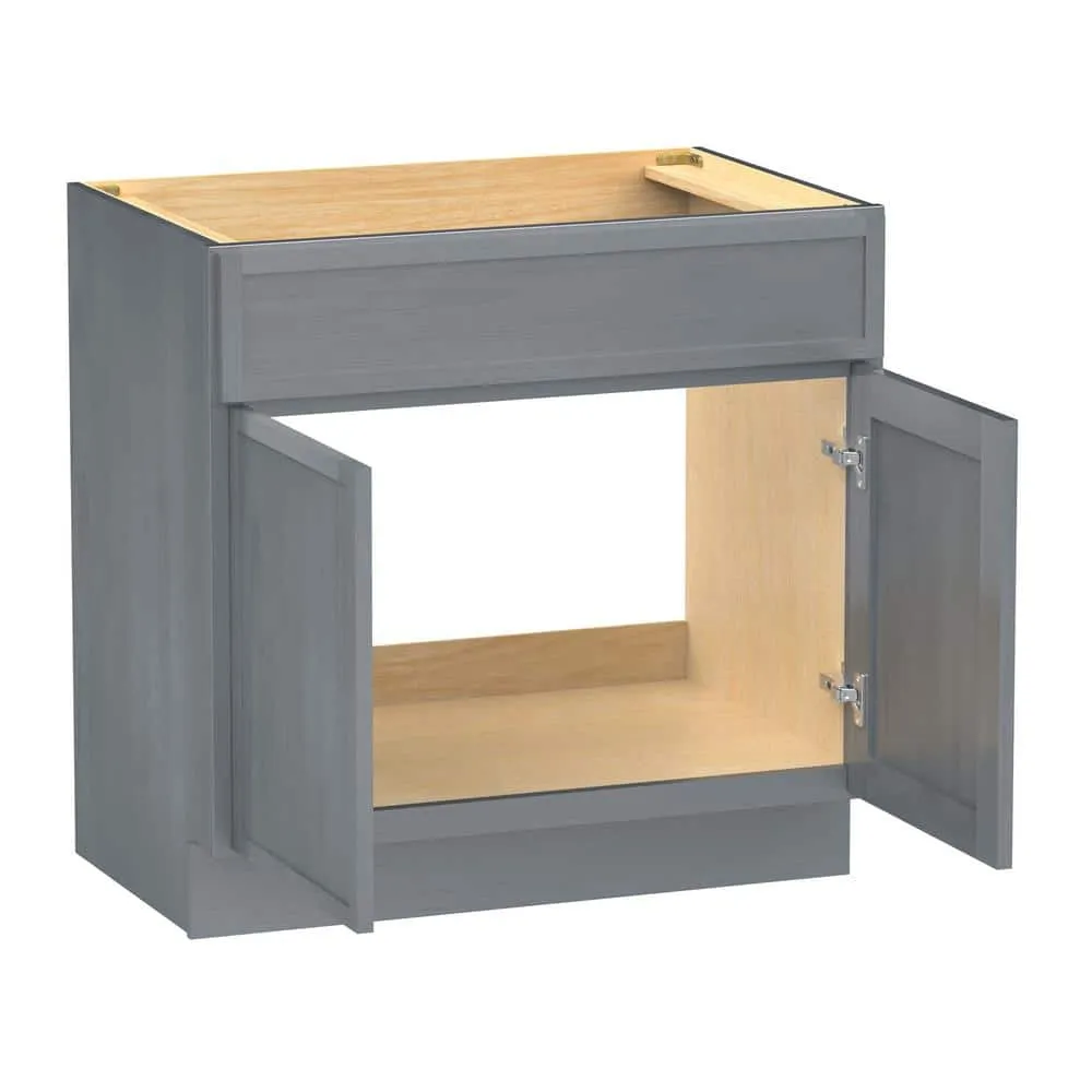 Vanity Art 36 in. W. x 21 in. D x 32.5 in. H 2-Doors Bath Vanity Cabinet without Top in Smoky Gray, photo 3 of 6