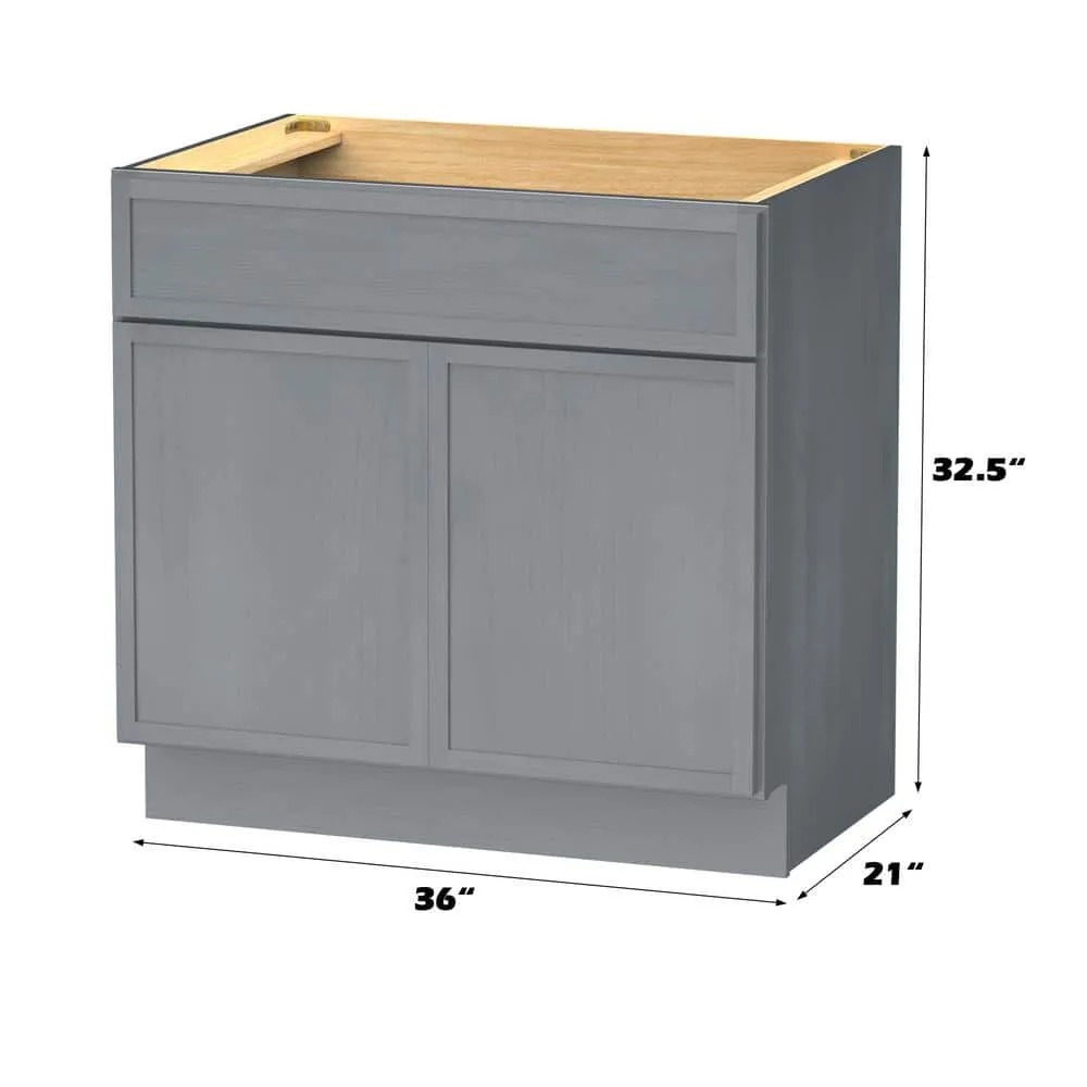 Vanity Art 36 in. W. x 21 in. D x 32.5 in. H 2-Doors Bath Vanity Cabinet without Top in Smoky Gray, photo 2 of 6