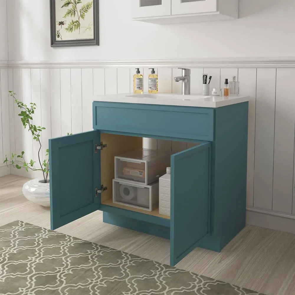Vanity Art 39 in. W x 21 in. D x 32.5 in. H 2-Doors Bath Vanity Cabinet without Top in Sea Green, photo 5 of 7