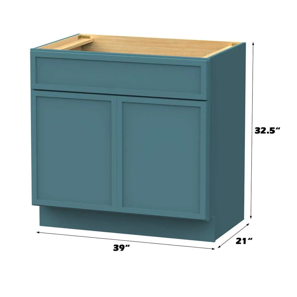 Vanity Art 39 in. W x 21 in. D x 32.5 in. H 2-Doors Bath Vanity Cabinet without Top in Sea Green, photo 2 of 7