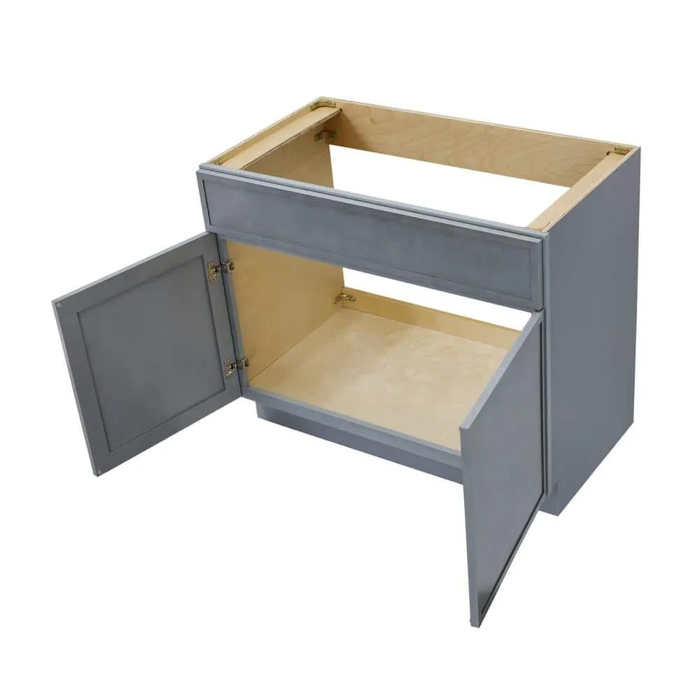 Vanity Art 39 in. W x 21 in. D x 32.5 in. H 2-Doors Bath Vanity Cabinet without Top in Smoky Gray, photo 5 of 8