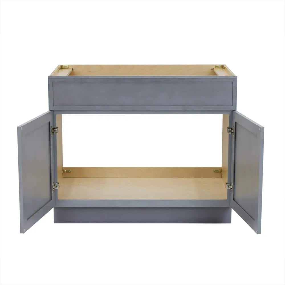 Vanity Art 39 in. W x 21 in. D x 32.5 in. H 2-Doors Bath Vanity Cabinet without Top in Smoky Gray, photo 6 of 8