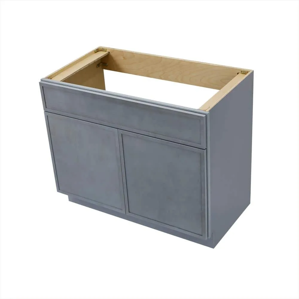 Vanity Art 39 in. W x 21 in. D x 32.5 in. H 2-Doors Bath Vanity Cabinet without Top in Smoky Gray, photo 4 of 8